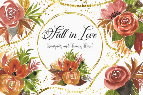 Autumn Floral Watercolor Clipart and Illustrations