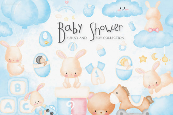 Baby Shower Nursery Watercolor Clipart and Illustrations