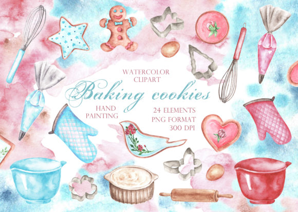 Baking Cookies Watercolor Clipart: Sweet Illustrations