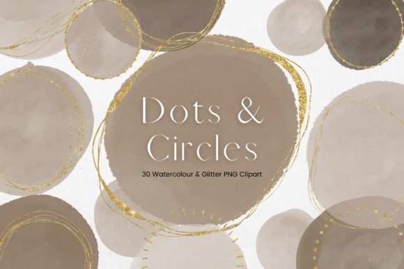 Beige Watercolour and Gold Circles Illustrations