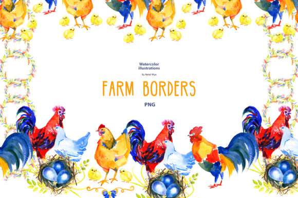 Family Farm - 5 Watercolor Borders