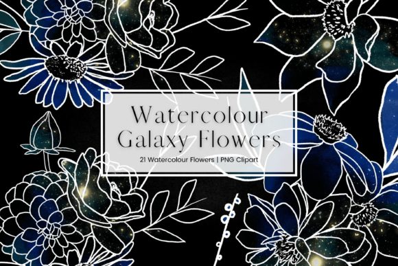 Galaxy Watercolour Flowers Clipart