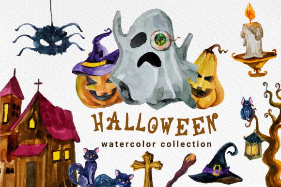 Halloween Watercolor Elements Illustrations