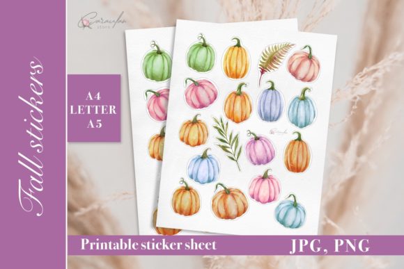Pumpkins Stickers, Watercolor Stickers