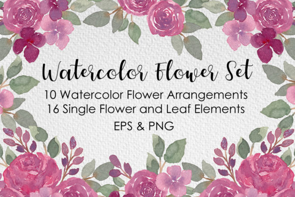 Purple Watercolor Flower Collection for Illustrations