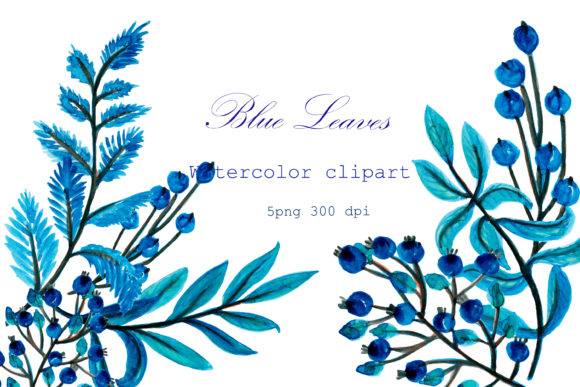 Watercolor Blue Leaves: Fresh Illustrations for Brands