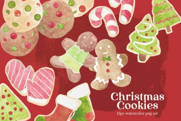 Watercolor Christmas Cookies Clipart Set Review