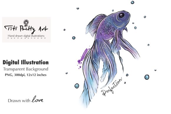 Watercolor Gold Fish Sublimation Design and Illustrations