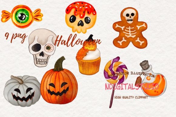 Watercolor Halloween Clipart Png for Illustrations
