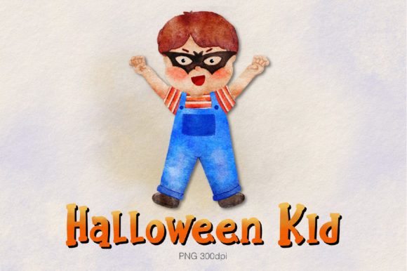 Watercolor Halloween Kid Clipart