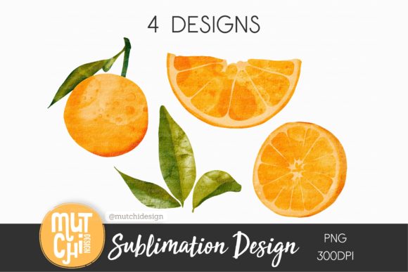 Watercolor Orange Sublimation Design and Illustrations