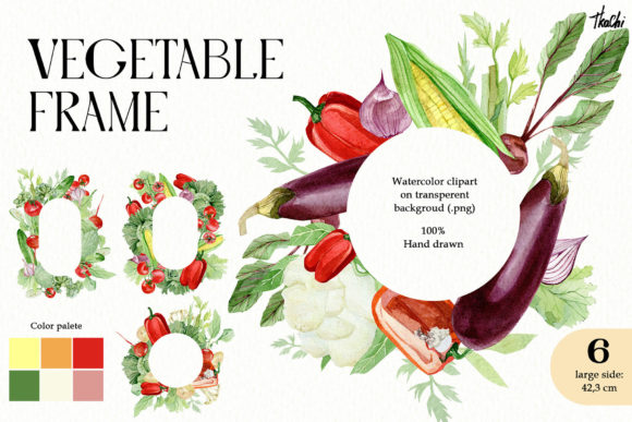 Watercolor Vegetables Frame Illustrations