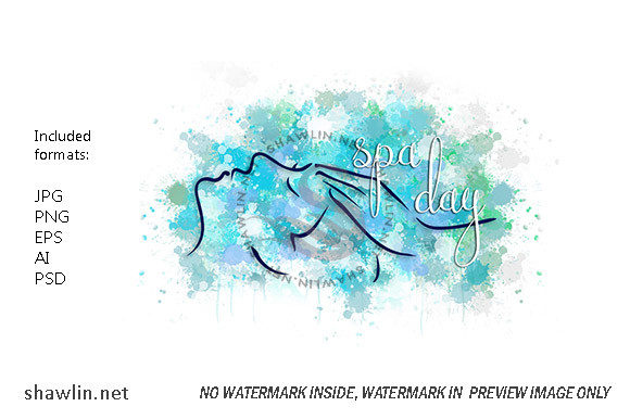 Woman Receiving Spa Treatment Watercolor Illustrations